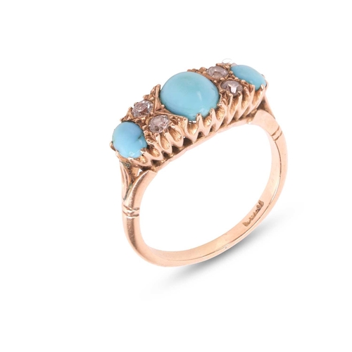 Late Victorian 18ct Yellow Gold Turquoise and Diamond Ring