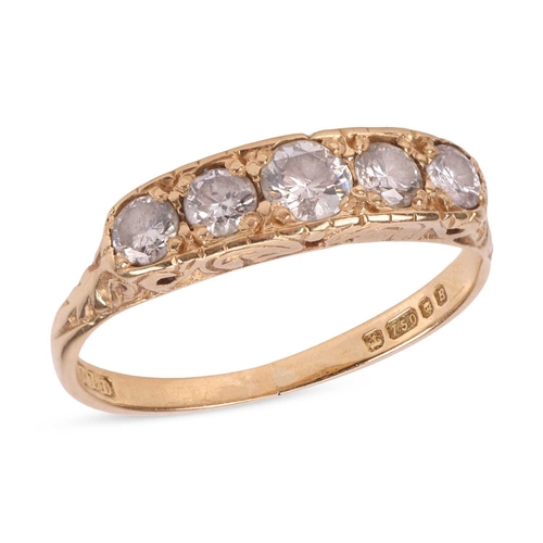 Late Victorian 18ct Yellow Gold Five-Stone Diamond Ring